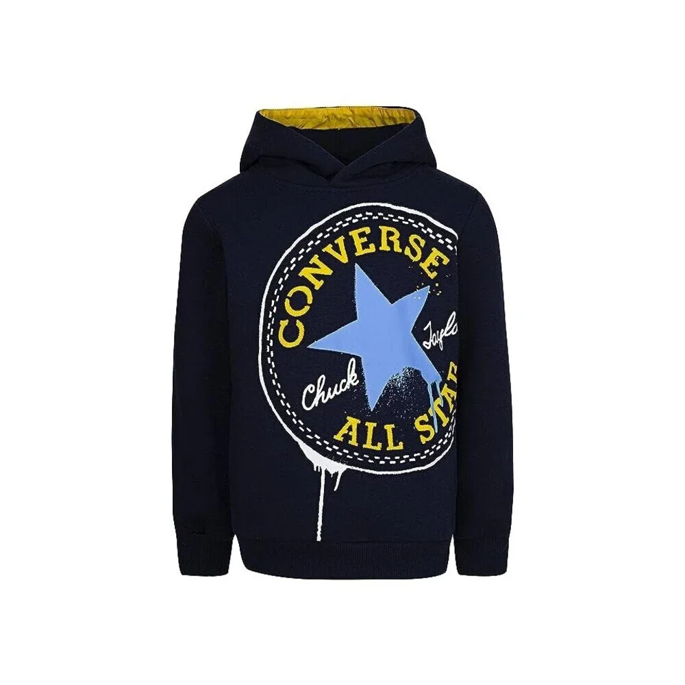 Converse Spray Hoodie Big Kids Large Black Cotton Graphic Print Pullover RED464